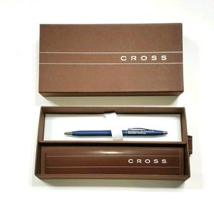 CROSS Blue Matte Twist-Action Ballpoint Pen Chrome with a Box